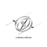 Silberner Metallseil-Spanner mit zwei Ringen und Schrauben für Kabelsysteme, 48 mm hoch, 102 mm Durchmesser
