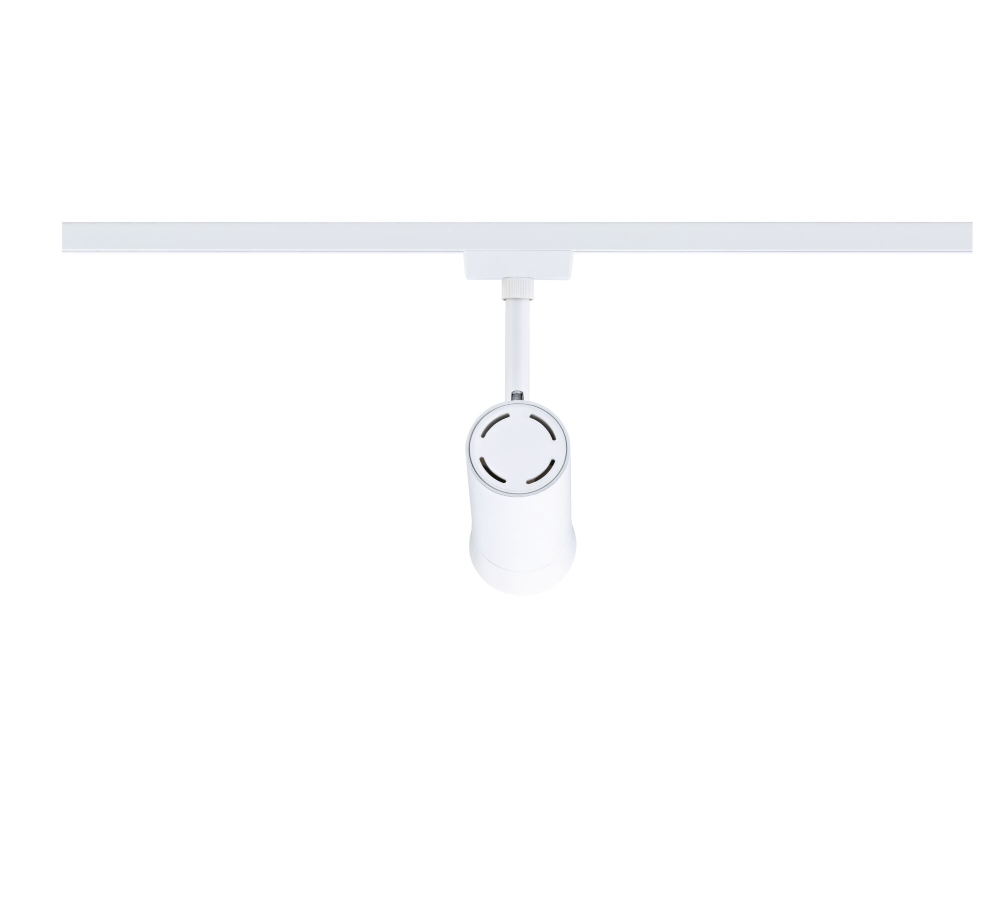 White metal LED spotlight on track system for flexible indoor lighting solutions