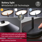Black LED table lamp with dimmable WhiteSwitch technology and adjustable color temperature from 3000K to 6500K