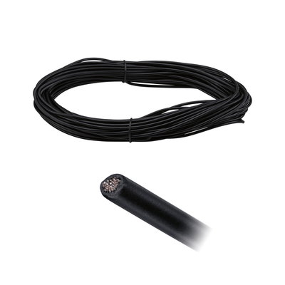Black insulated electrical cable with copper conductor for lighting and electrical installations