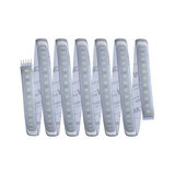 Flexibles LED-Lichtband mit weißen LEDs und selbstklebender Rückseite für vielseitige Beleuchtung.