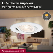 LED-inbouwlamp Nova met platte LED-reflector GU10 in wit voor warm wit licht