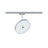 Rund sølvfarvet LED-spot i metal med hvid diffusor til moderne indendørsbelysning
