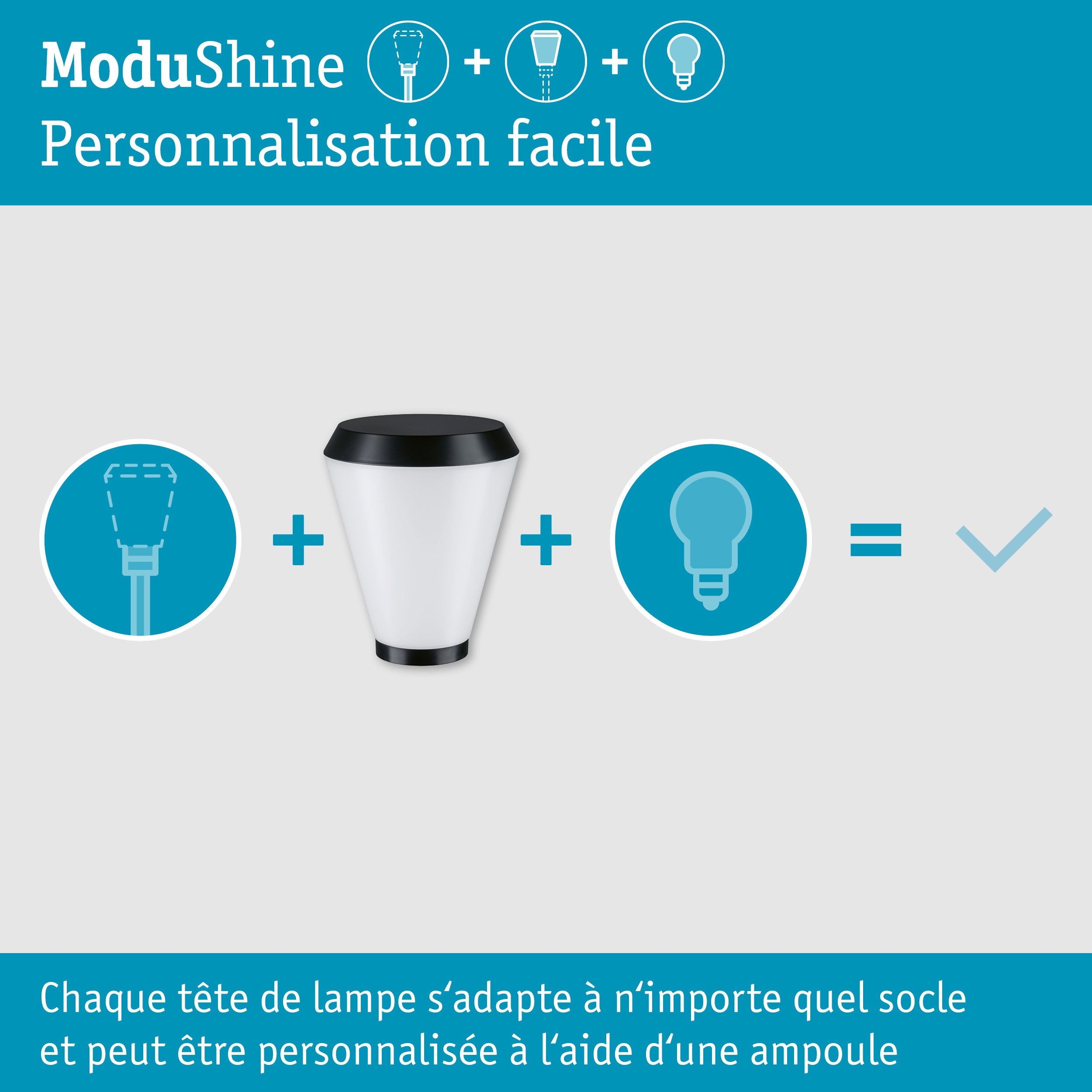 ModuShine Abat-jour Varino IP44 rond Anthracite/Blanc