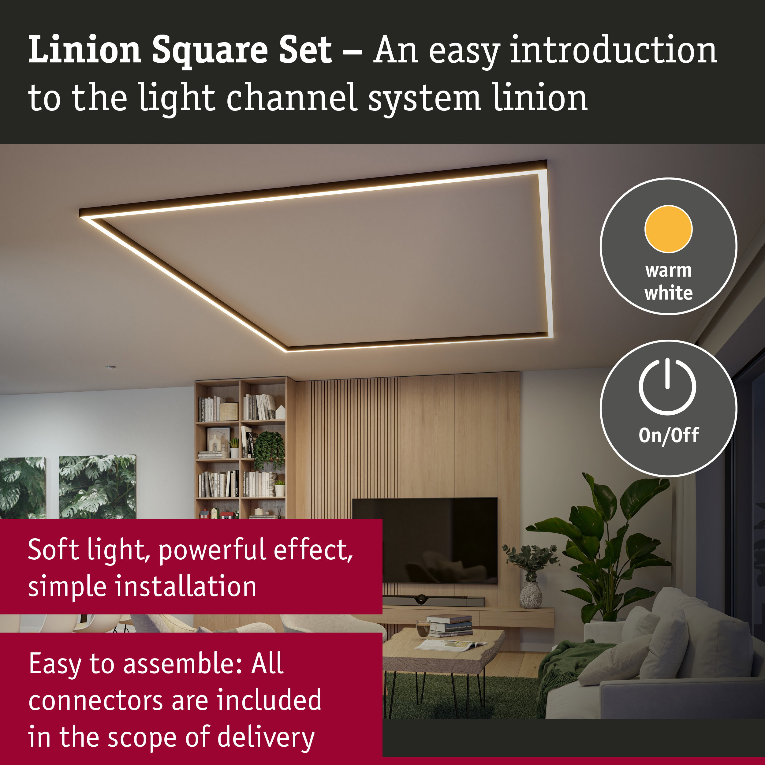 Linion Light Channel Rectangular prism Complete Set 230/24V W 3000K Signal black