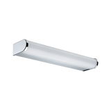 Modern white LED wall light with chrome plastic end caps for indoor lighting solutions