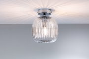 Plafonnier en verre transparent cannelé avec support chromé, luminaire intérieur moderne