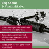 Zwart 24V Plug & Shine aansluitkabel met IP68 bescherming tegen permanente onderdompeling