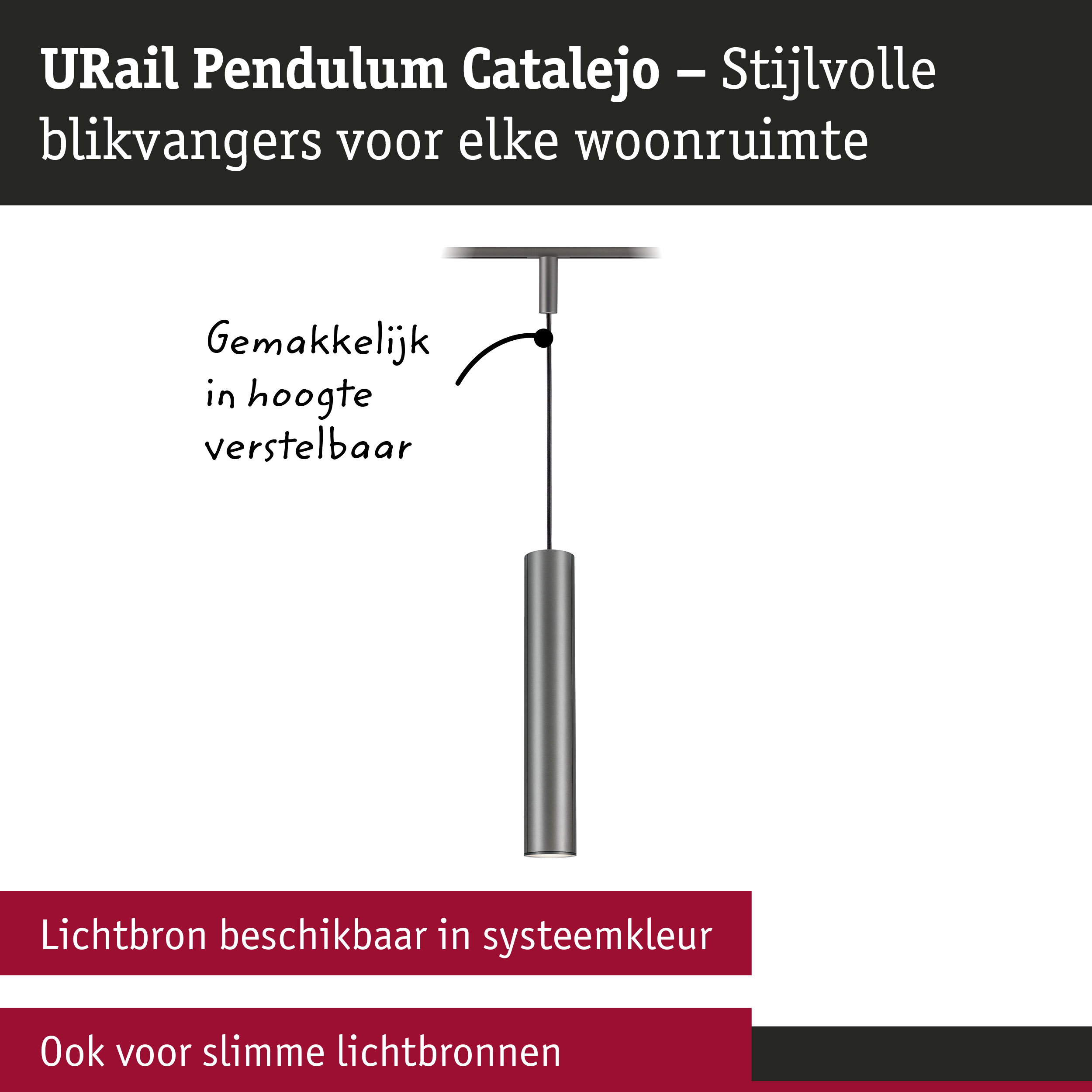 URail Pendels Catalejo GU10 max. 10W dimbaar 230V Titaanium