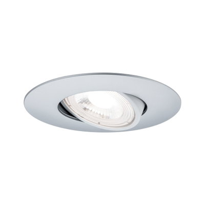 Rund eingelassener LED-Einbaustrahler aus silbernem Aluminium mit schwenkbarem Leuchtkopf