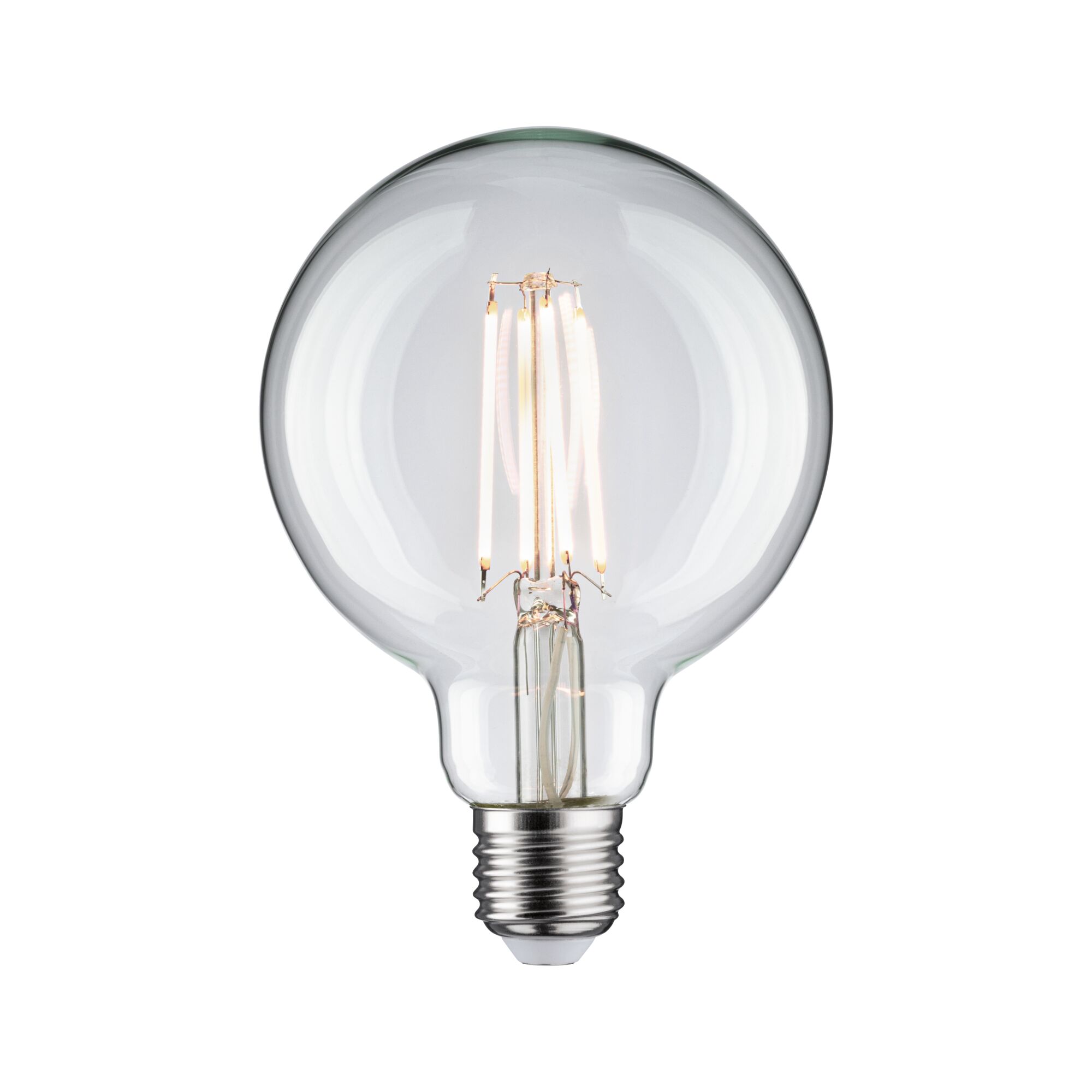 Clear LED filament bulb with E27 base for energy-efficient lighting and vintage style