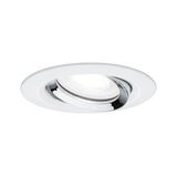 Round white recessed light with adjustable chrome reflector for focused lighting