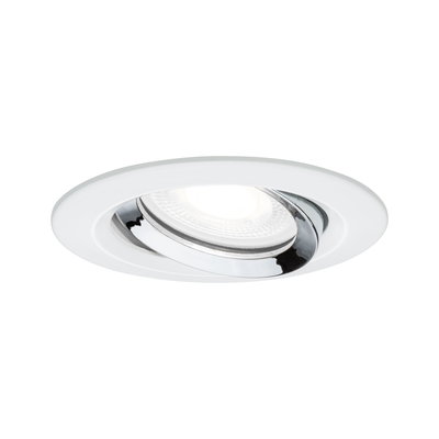Round white plastic recessed spotlight with adjustable chrome reflector for LED lighting