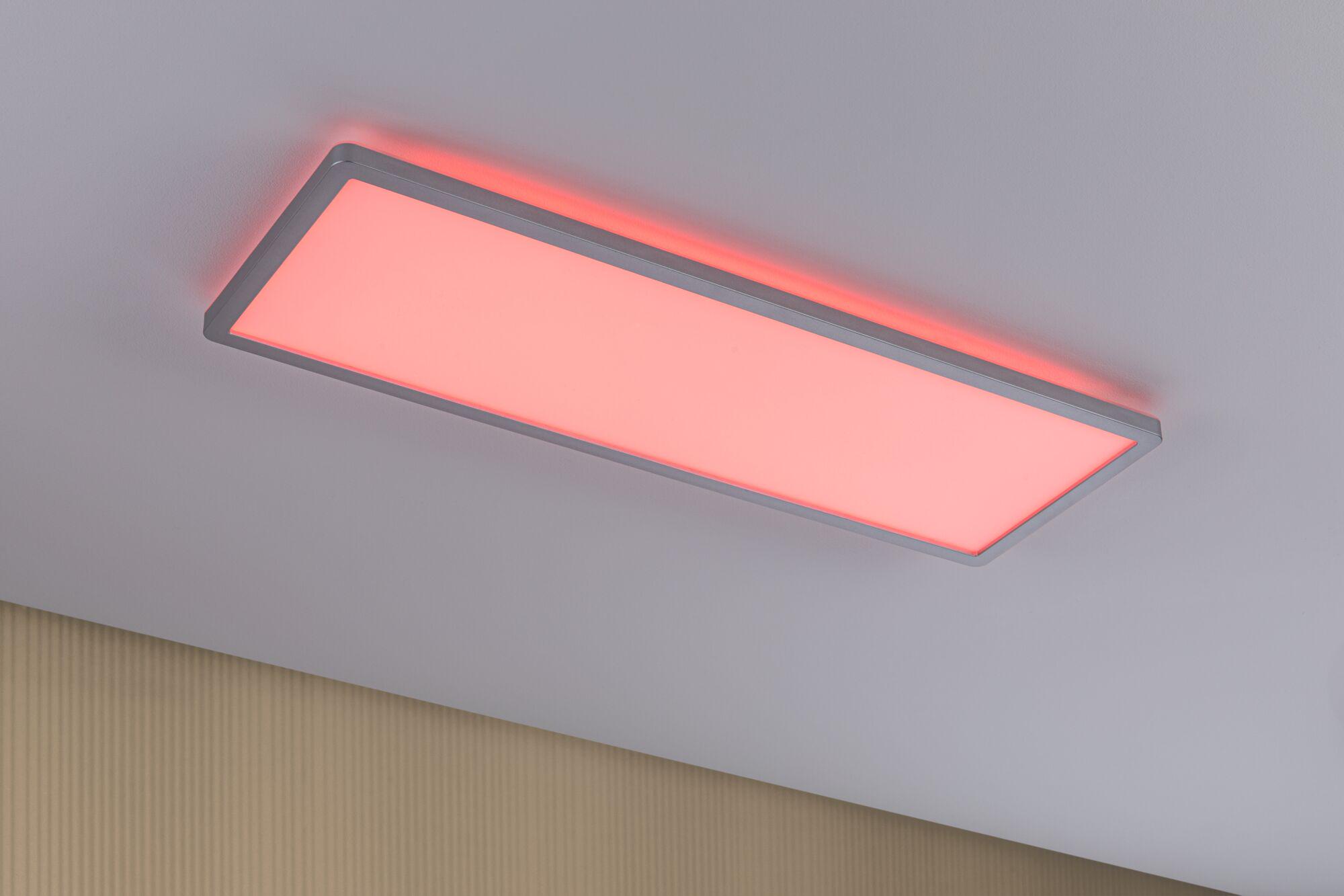 Rechteckige LED-Deckenleuchte mit Aluminiumrahmen und rotem Licht für moderne Wohnräume