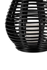 Black plastic lantern basket with white candle holder, decorative LED lamp for indoor and outdoor use