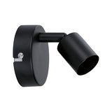 Black metal LED wall light with adjustable spotlight for focused room lighting