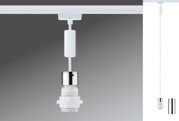 Weißer Lampenhalter mit Chromring und Kabel für LED-Schienenbeleuchtung, modernes Design