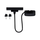 Black LED track power connector cable with two screws and plastic covers for lighting systems.
