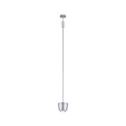 Modern silver metal LED pendant light with cable for stylish indoor lighting solutions