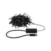 Schwarze LED-Lichterkette mit kleinem Stecker und Steuerbox für Innen- und Außenbeleuchtung