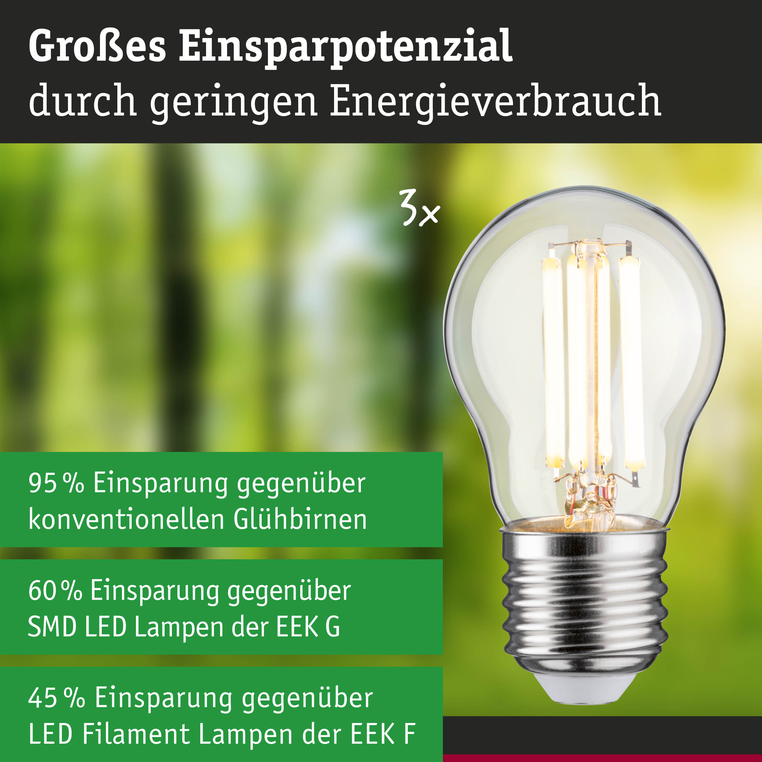 Energiesparende LED-Glühbirne mit klarem Glas und E27 Sockel, hohe Effizienz und lange Lebensdauer