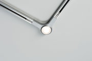 Modern silver LED ceiling spotlight with two arms and central light for living spaces