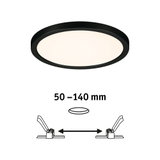 Rundes LED-Deckenlicht mit schwarzem Rahmen und einstellbarem Einbaumaß 50-140 mm für Wohnräume