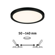Rundes LED-Deckenlicht mit schwarzem Rahmen und einstellbarem Einbaumaß 50-140 mm für Wohnräume