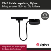 Schwarze URail Kabeleinspeisung mit Zigbee für dimmbares smartes Licht auf Schienenbeleuchtung