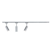 Modern three-light LED track spotlight in silver aluminum for flexible room lighting solutions