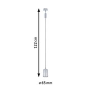 Modern silver metal pendant light with 122 cm length and 65 mm diameter for living spaces