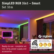 SimpLED RGB 3in1 10m LED strip with Zigbee 3.0 gateway for smart living room lighting