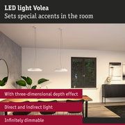White LED pendant light Volea with direct and indirect lighting for modern living spaces