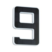Black LED number 9 with white plastic frame for modern house number lighting