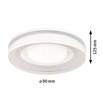 Plafonnier LED rond en verre transparent de 90 mm de diamètre et 125 mm de hauteur pour intérieur
