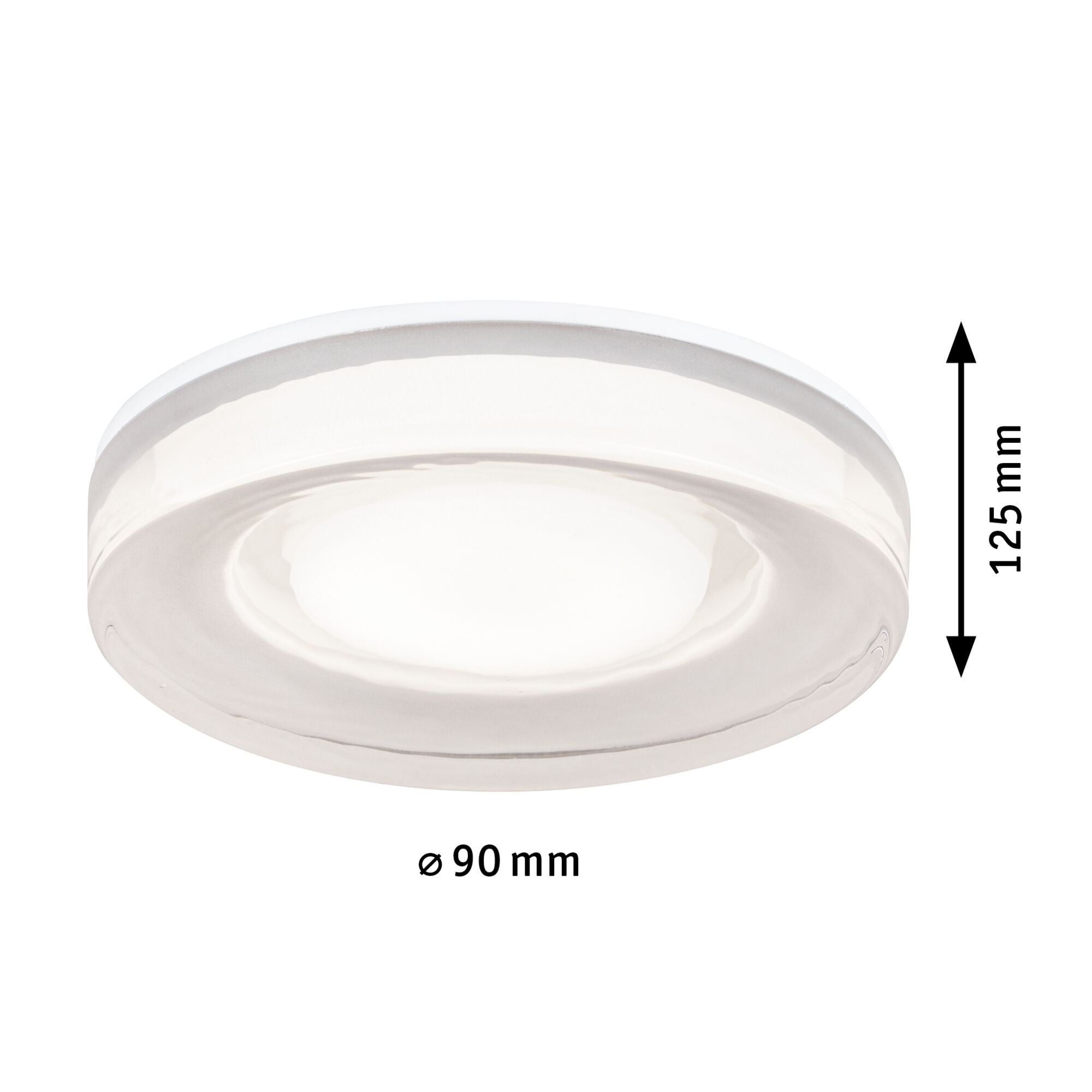 Ronde LED-plafondlamp van helder glas met 90 mm diameter en 125 mm hoogte voor binnenverlichting