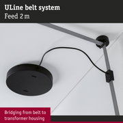 Black ULine belt system 2 m long mounted on white ceiling for lighting installation