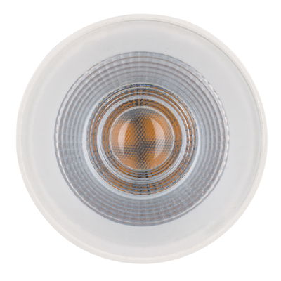 Rund spotlight med klart glas og orange LED-reflektor til energieffektiv belysning