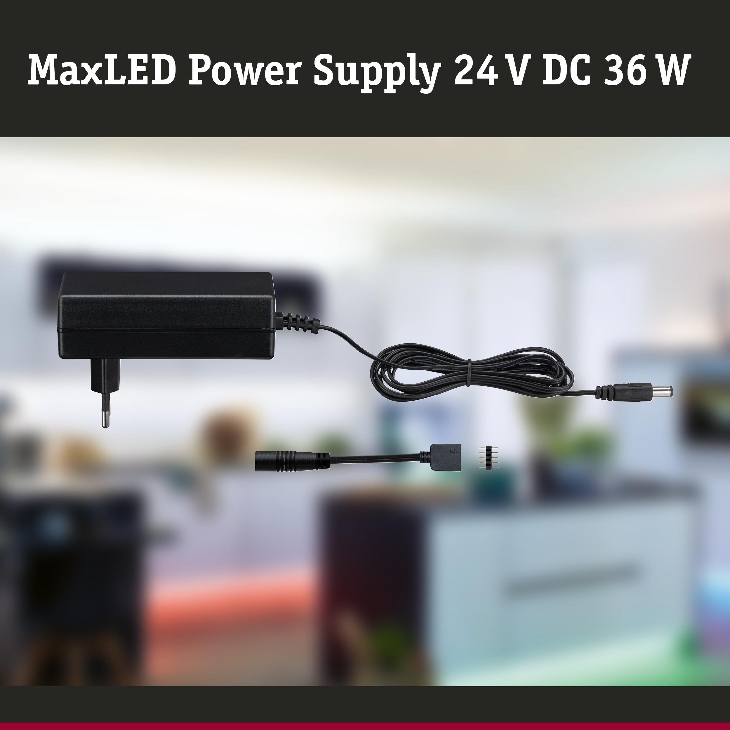 MaxLED power supply 24 V DC 36 W black with cable for LED lighting systems