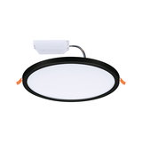 Round LED recessed panel with black frame and white diffuser for energy-efficient ceiling lighting