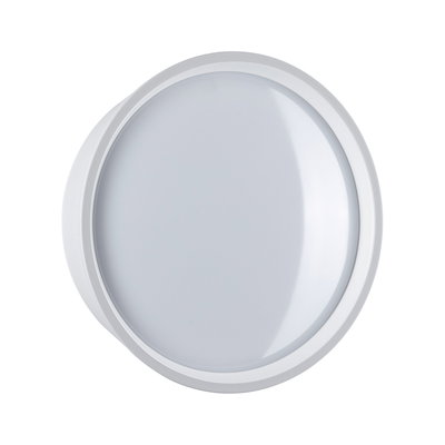 Round white LED ceiling light made of plastic for energy-efficient room lighting
