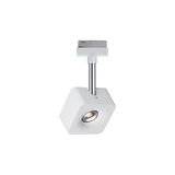 Modern white metal LED spotlight with square design for track systems and accent lighting