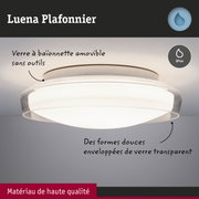 Plafonnier Luena avec verre amovible, blanc, indice de protection IP44, matériaux de haute qualité