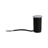 Small black plastic recessed LED spotlight with silver front and connecting cable for lighting