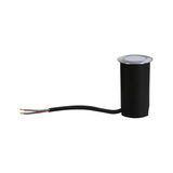 Small black plastic recessed LED spotlight with silver front and connecting cable for lighting
