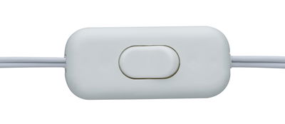 White plastic toggle switch with cable for electrical devices, simple on/off control