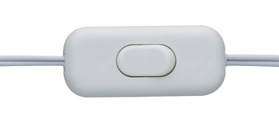 White plastic toggle switch with cable for electrical devices, simple on/off control