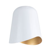 Modern white metal wall light with gold interior for stylish LED lighting in living spaces