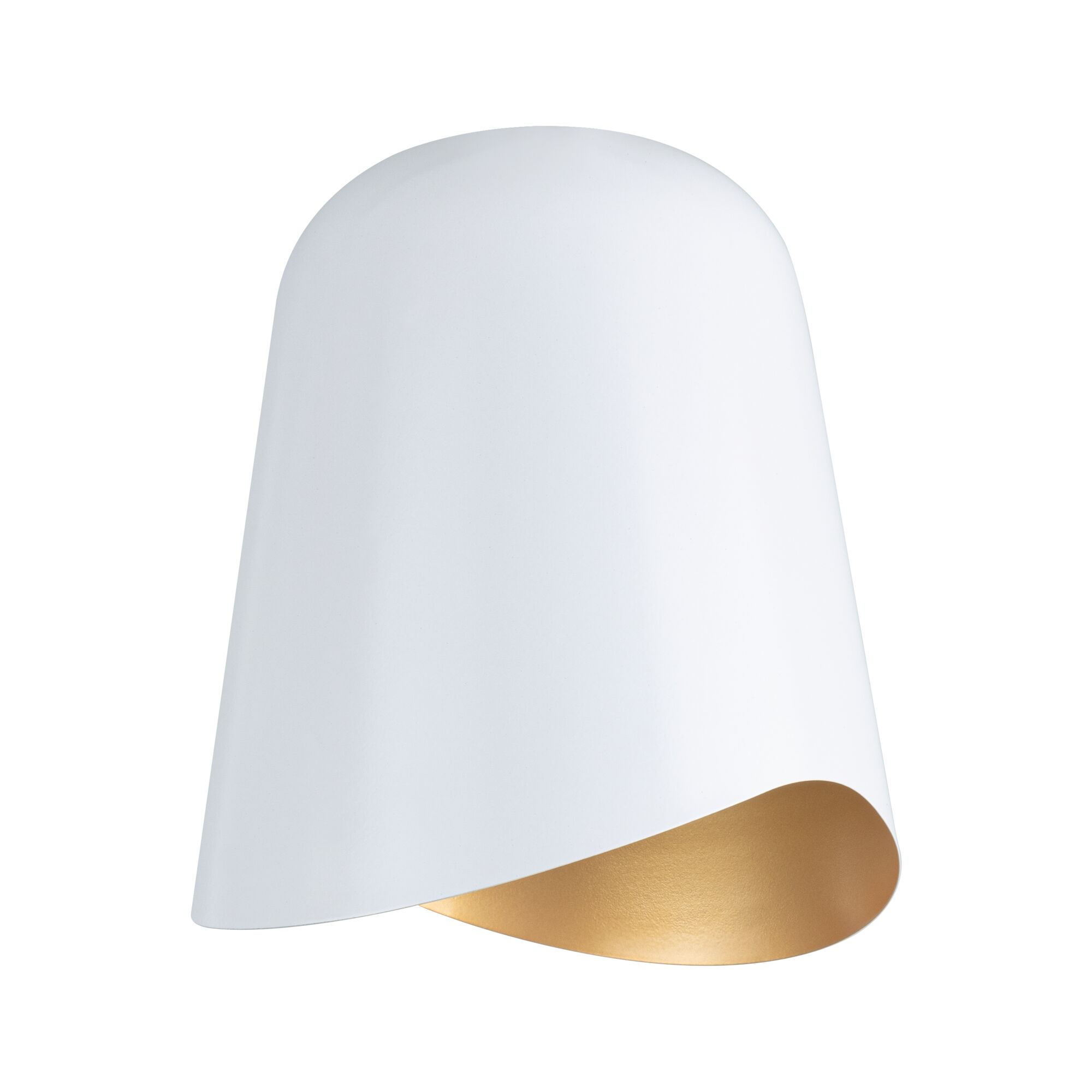 Modern white metal wall light with gold interior for stylish LED lighting in living spaces