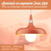 Luminaire suspendu Juna Style orange avec anneau métallique pour éclairage personnalisé et ampoule LED